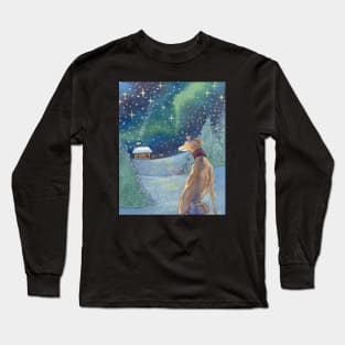 All is bright greyhound gazes out over a calm winter night Long Sleeve T-Shirt